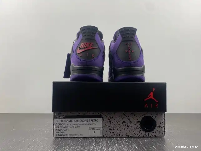 Cheap Purple Jordan 4 Air x Scott Travis Suede 0501